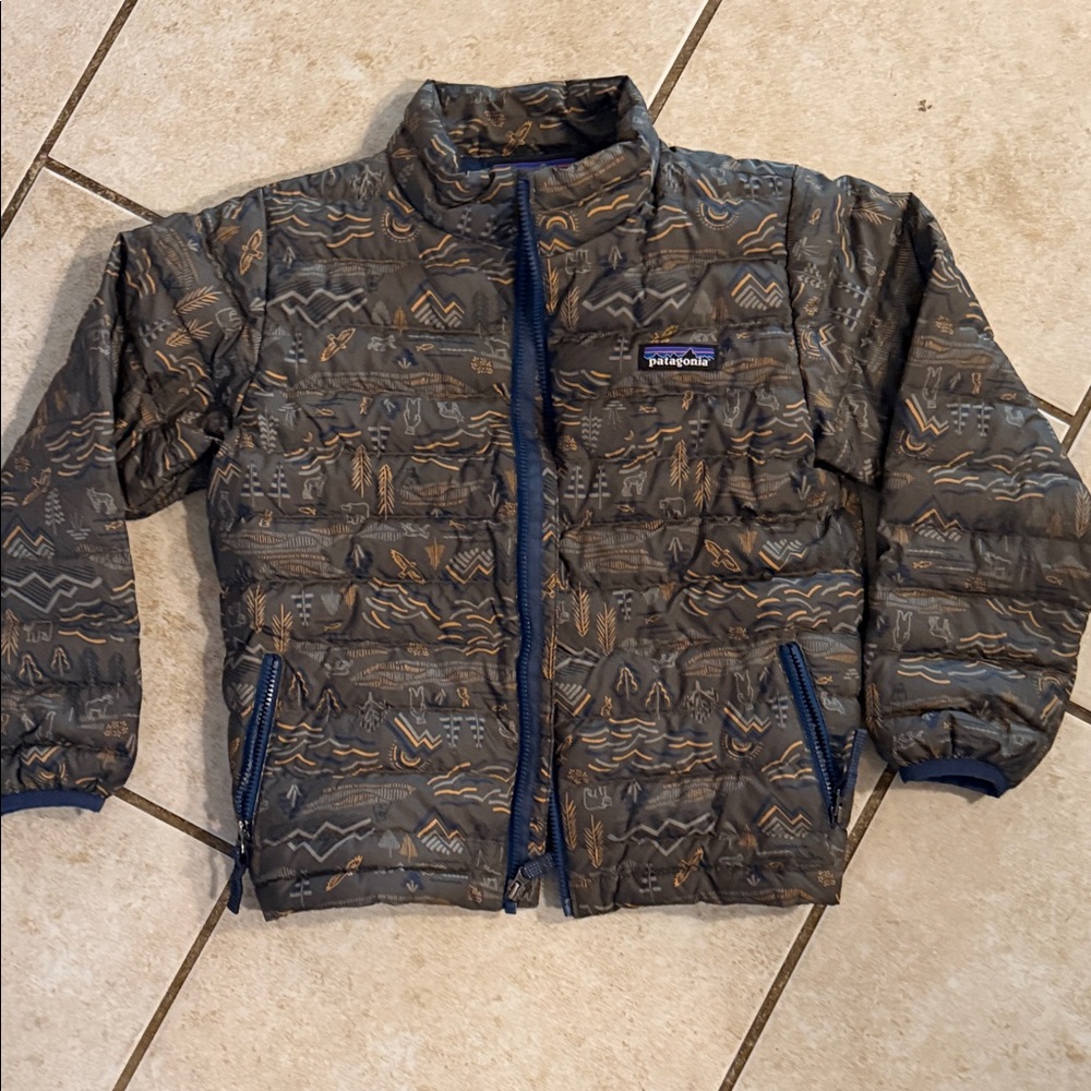 Patagonia Kids' Geometric Puffer Jacket - Gray and Brown